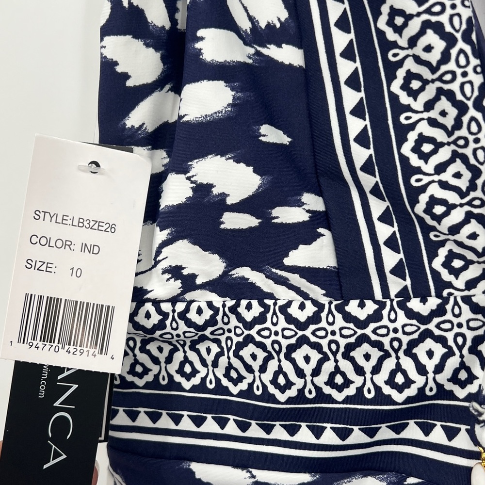 La Blanca Woman's Changing Tides Plunge One Piece Swimsuit in Indigo Blue New - Picture 5 of 14